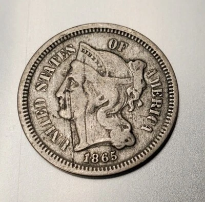 1865 3 Cent Nickel Lamination Mint Error - Image 1 of 2