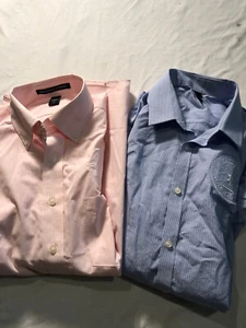 Lot of Two City of Richmond VA Logo Button Down Dress Shirts  Blue Pink Large - Picture 1 of 12