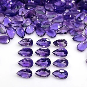 100 Pcs Natural Brazilian Amethyst 5x3mm Pear Cut Loose Untreated Gemstones - Picture 1 of 16