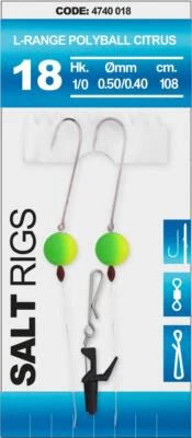SPRO Salt Rig 18 L-Range Polyball Citrus Gr 1/0 - 2 Brandungsvorfach Plattfisch - Bild 1 von 2