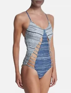 mara hoffman Lattice Maillot Braided Bead Cutout Navy 1 Stück Gr. S - Bild 1 von 7