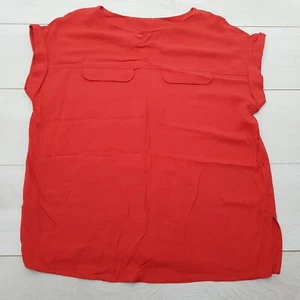 NEXT Oversized Casual Blouse Top Size 16 Red Plain Cap Sleeve Holiday Summer - Picture 1 of 6