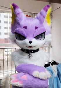 Fursuit Husky Fox Mascot (head + PAWS) Halloween Party Fur Cosplay 160# - Picture 1 of 5