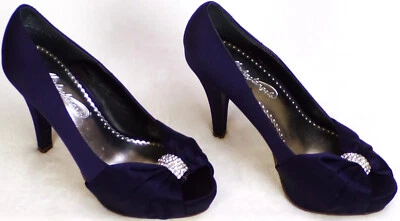 MICHAELANGELO 6,5 M DIANA púrpura satinado plataforma abierta fiesta bombas Foto 1 de 4