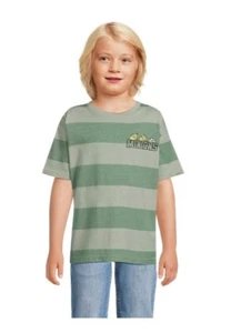 New Minions Boys Green Striped Stretch Short Sleeve Graphic T-shirt Size S (6-7) - Picture 1 of 7