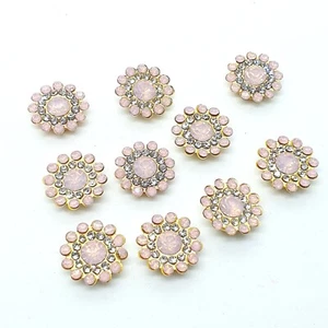 14mm fancy white pink opal crystal gem faux button sew on jewel rhinestone - Picture 1 of 2