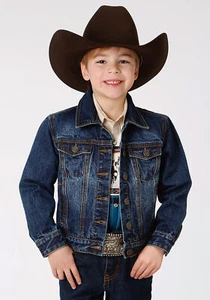 Roper Boys Kids Blue 100% Cotton Unlined Jacket - Picture 1 of 4