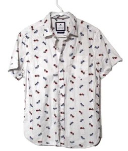 Cactus Man Shirt Bike Motorcylce Print Medium Short Sleeve Slim Fit Button - Picture 1 of 5