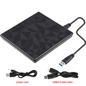 Type-C Usb 3.0 External Dvd Cd Rw Drive Brûleur Grand Visage De Forage Noir Pc - Afbeelding 1 van 14