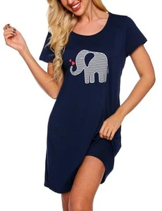 Nightgown for Women Cotton Short Sleeve Nightshirts Casual Print Sleepwear De... - Picture 1 of 7