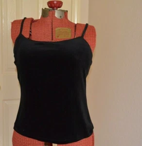 ELEGANT VINTAGE 1990's BLACK VELVET BUSTIER BRA TOP SPAGHETTI STAPS- STYLE & CO - Picture 1 of 12