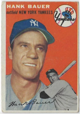 1954 Topps #130 Hank Bauer New York Yankees VG No Wrinkles Baseball Card - Image 1 of 2