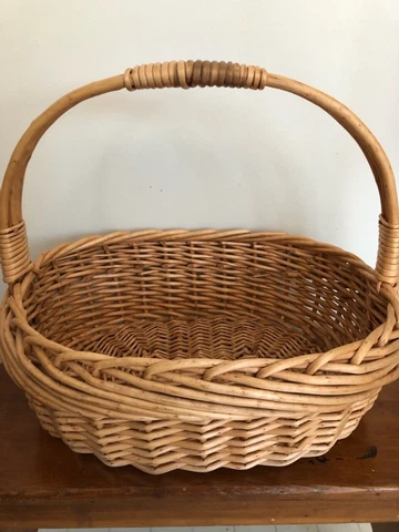 Vintage Palecek Basket, Thick Wicker, Very Sturdy EUC Cover