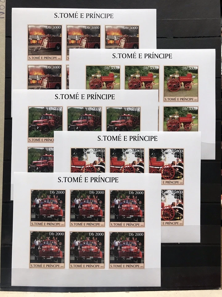 6x Firefighters / Fire Trucks - Imperf. - stamps Timbres MNH** AZ - Image 1 of 1