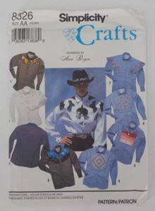 SIMPLICITY PATTERN #8326 UNISEX WESTERN BUTTONUP SHIRT SZ XS-XL BOYCE UNCUT 1993 - Picture 1 of 12