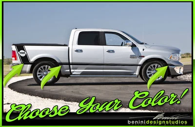  2/4 PUERTAS Side Racing Rumble Bee Stripes 2 - Se adapta a Ram 1500 2500 3500 Foto 1 de 2