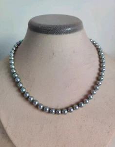Majorica Tahitian Glass Pearls 6mm Necklace 18" Box Certificate 925 Sterling - Bild 1 von 14