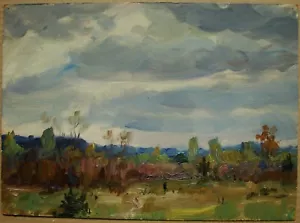 Ukrainian Soviet USSR Oil Painting impressionism realism landscape gloomy day - Picture 1 of 5