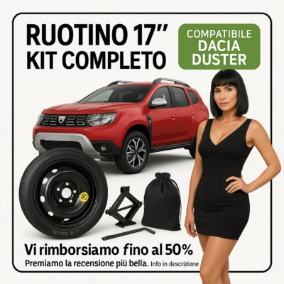 Kit Ruotino Di Scorta Dacia Duster 135/80 17 Cric Astuccio Compatibile 2018-2025 - Immagine 1 di 4