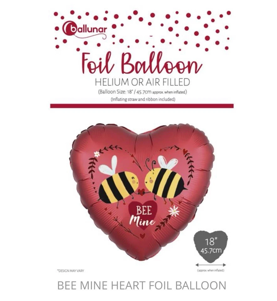 18-дюймовый фольгированный воздушный шар Bee Mine Heart от Ballunar (Eurowrap) на День святого Валентина - Изображение 1 из 1