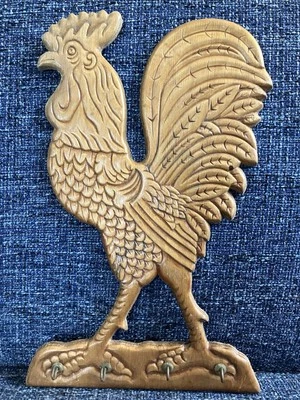 Gallo tallado en madera colgante gancho soporte granja campo decoración rústica  Foto 1 de 4