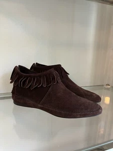 *NEW* Jimmy Choo 🤎 36.5 Brown Suede Fringe Ankle Boots - Picture 1 of 6