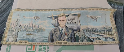 Tapiz original antiguo Spirit of St Louis Charles Lindberg de Nueva York a Francia Foto 1 de 4