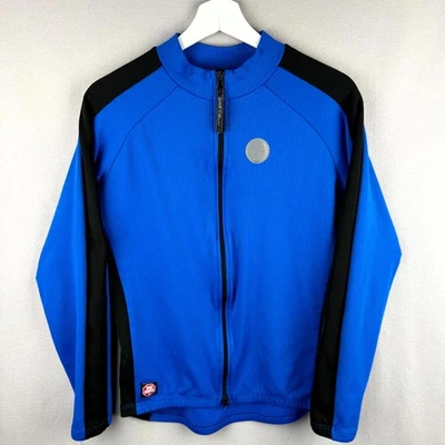 Винтажная мужская велосипедная куртка Castelli XL с синими черными ветрозащитными карманами на молнии - Изображение 1 из 4