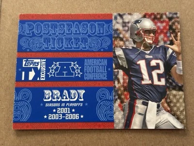 2007 TOPPS- TOM BRADY *RARE* TX EXCLUSIVE POST SEASON TICKET SP #/499 G.O.A.T $$ - Image 1 of 3