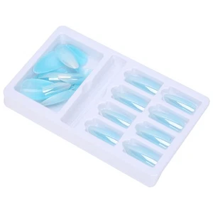 Gradient Pointed Fake Nails Tips Set Colored Full Cover False Nails With Nai - Picture 1 of 12