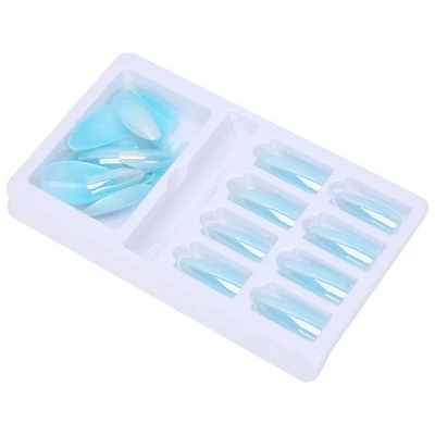 Gradient Pointed Fake Nails Tips Set Colored Full Cover False Nails With Nai  - Image 1 of 4
