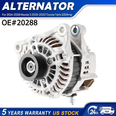 Alternator For 2019-2020 Toyota Yaris 2014-2018 Mazda 3 100Amp CW 6-Groove 20288 - Image 1 of 4