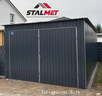 Blechgarage 3x7x2,25m Pultdach Fertiggarage Stahlgarage Lieferung und Aufbau - Bild 1 von 4