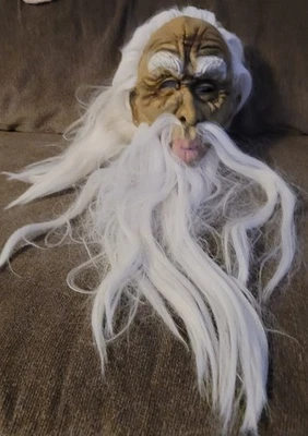 Vintage Old Man Halloween Mask White Hair- MEN'S SIZE - Image 1 of 4