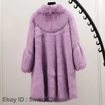 Mujeres 100% Piel de Conejo Real Invierno Cálido Informal Suelto Abrigo Chaqueta Prendas de abrigo S-3XL Foto 1 de 4