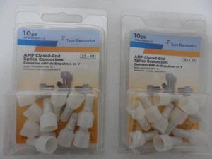 2- Packs de 10 piezas. Conectores de cable de nailon con tapa de crimpado de extremo cerrado Tyco 22-10 AWG - Imagen 1 de 4