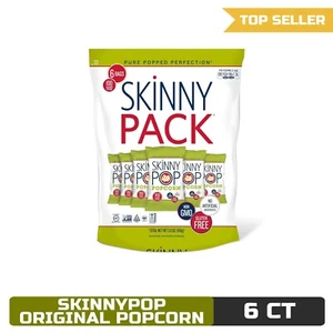SkinnyPop Popcorn, Original, 0.65oz Individual Snack Bags (6 Count), Gluten Free - Picture 1 of 11