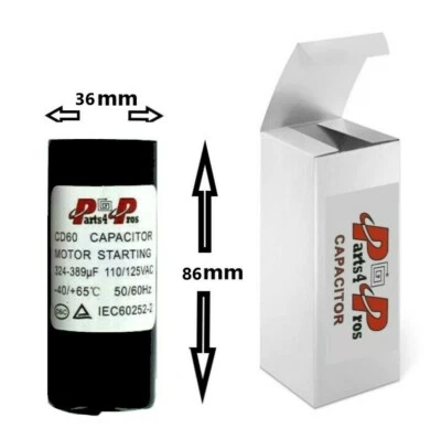 PARTS4PROS 324-389 uF MFD 110-125VAC 110/125V High Quality Motor Start Capacitor Round HVAC