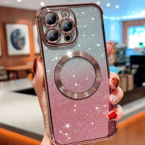 For Samsung S24 Ultra S23 FE S22+ S21 FE Mag Safe Magnetic Glitter Case Cover - Picture 1 of 37