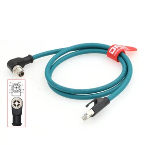 Cable angular recto M12 X-Code 8 pines a RJ45 Cat6 para aplicación de red industrial - Imagen 1 de 4