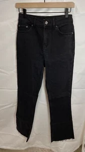 ASOS Design Petite High Rise 70's Stretch Flare Washed Black W28 L28 - Picture 1 of 4