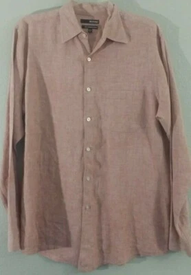 Camisa de vestir para hombre de Murano roja lisa de lino manga larga con botones delanteros L grande nueva sin etiquetas Foto 1 de 4