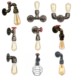 Vintage Steampunk Wandleuchte Industrial Retro Metall Wasserpfeife Wandleuchter Lampe - Bild 1 von 101