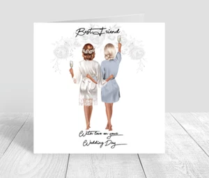 On Your Wedding Day Handmade Personalised Card Best Friend, Sister, cousin Boho - Picture 1 of 8