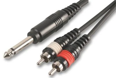 PULSE HQ 6.35mm 1/4" Mono Jack Plug to 2x Phono Cable RCA Plug 30cm 1.2m 3m 6m
