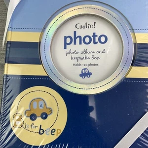 Photo Album Set Holds 120 Photos New Baby Boy's CAR Blue B is for Beep Keepsake - Picture 1 of 6