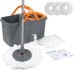 Spin Mop and Bucket Set with 3 Extra Heads, 130Cm Extendable Handle - Picture 1 of 11