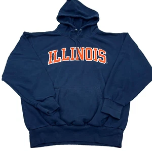 Vintage Illinois Fighting Illni Hoodie Men Medium Blue Sweatshirt Sweater Y2K M - Picture 1 of 9