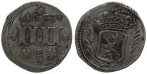 Old German States - Hesse-Kassel 4 Heller 1678 - Silver, 0.6g, Ø 15mm Km#290 - Picture 1 of 1