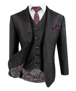 Page Boys Suit Wedding Prom Communion Tailored Sheen Effect Purple Set - Picture 1 of 6